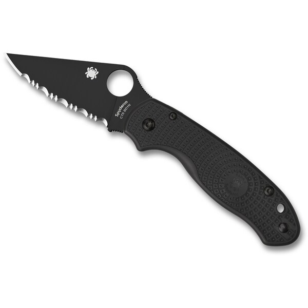 2024 Spyderco Para 3 Lightweight Black Handle Black Blade Serrated